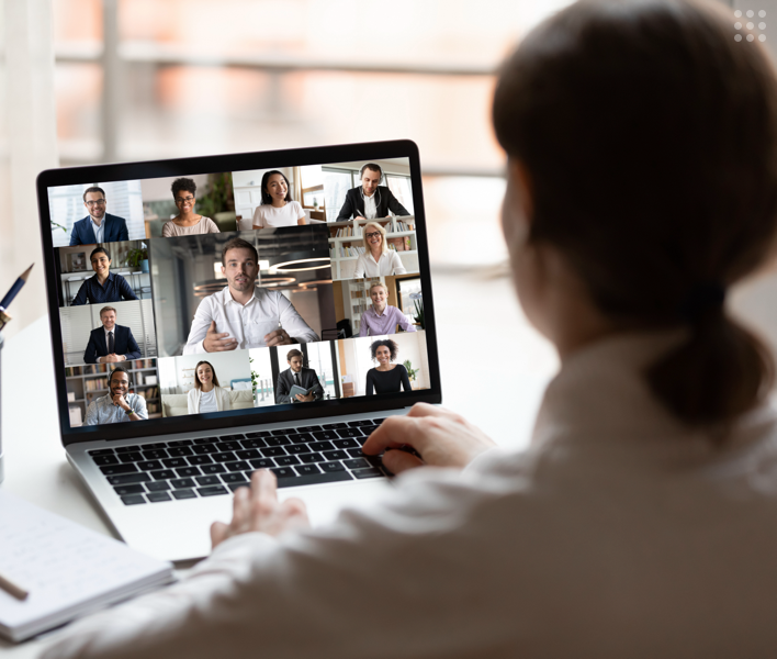 Image showing a person using a video conferencing system on their laptop