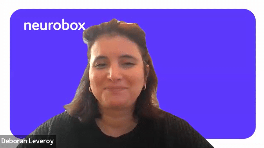 Screenshot taken during Deborah's live webinar. Deborah has shoulder-length brown hair and is wearing a black top.