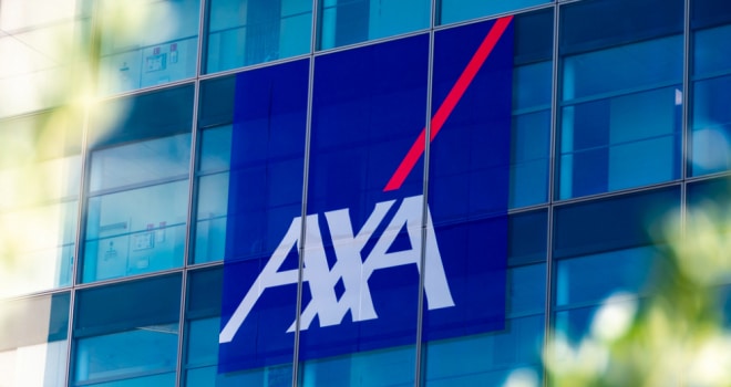 Office front for AXA UK showing the logo across the widows